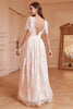 Load image into Gallery viewer, White A-Line Short Sleeves Lace Long Party Dress