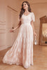 Load image into Gallery viewer, White A-Line Short Sleeves Lace Long Party Dress