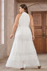 Load image into Gallery viewer, White A-Line Halter Lace Long Party Dress