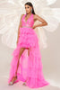 Load image into Gallery viewer, Fuchsia A Line Halter Tiered Tulle Prom Dress with Slit