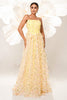 Load image into Gallery viewer, Yellow Strapless A Line Corset Tulle Long Prom Dress with Appliques