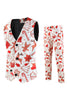 Load image into Gallery viewer, White Printed 3-Piece Christmas Men Suit