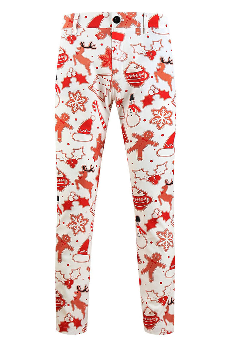 Load image into Gallery viewer, White Printed 3-Piece Christmas Men Suit