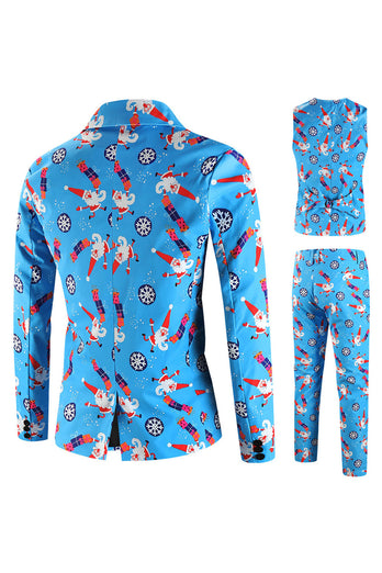 Blue Shawl Lapel 3-Piece Men's Suit for Christmas