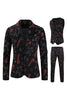 Load image into Gallery viewer, Black Christmas Snowflake Printed Formal Party 3-Piece Men&#39;s Suit