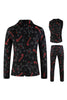 Load image into Gallery viewer, Black Christmas Snowflake Printed Formal Party 3-Piece Men&#39;s Suit