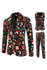 Load image into Gallery viewer, Black Christmas Printed Notched Lapel 3 Pieces Men&#39;s Suits