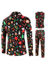 Load image into Gallery viewer, Black Christmas Printed Notched Lapel 3 Pieces Men&#39;s Suits