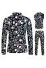 Load image into Gallery viewer, Black Christmas Snowflake Printed 3 Pieces Men&#39;s Suits