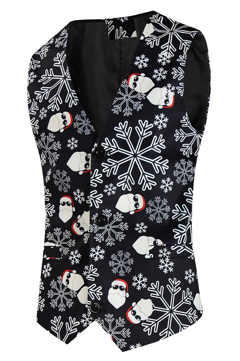 Load image into Gallery viewer, Black Christmas Snowflake Printed 3 Pieces Men&#39;s Suits