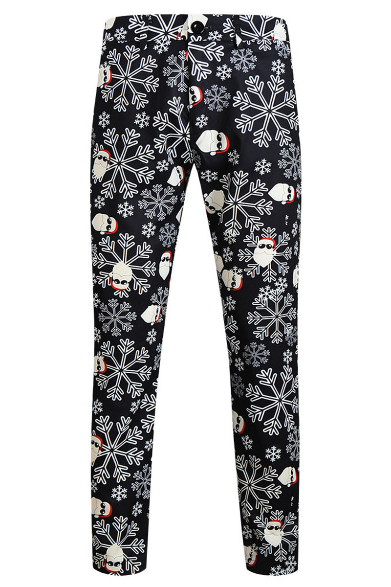 Load image into Gallery viewer, Black Christmas Snowflake Printed 3 Pieces Men&#39;s Suits