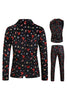 Load image into Gallery viewer, Black Christmas Printed 3 Pieces Notched Lapel Men&#39;s Festival Suits