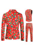 Load image into Gallery viewer, Red Christmas Green Tree Printed 3 Pieces Men&#39;s Festival Suits