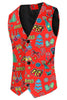 Load image into Gallery viewer, Red Notched Lapel Christmas Printed 3 Pieces Men&#39;s Suits