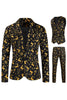 Load image into Gallery viewer, Black 3-Pieces Yellow Elk Printed Men&#39;s Christmas Suits