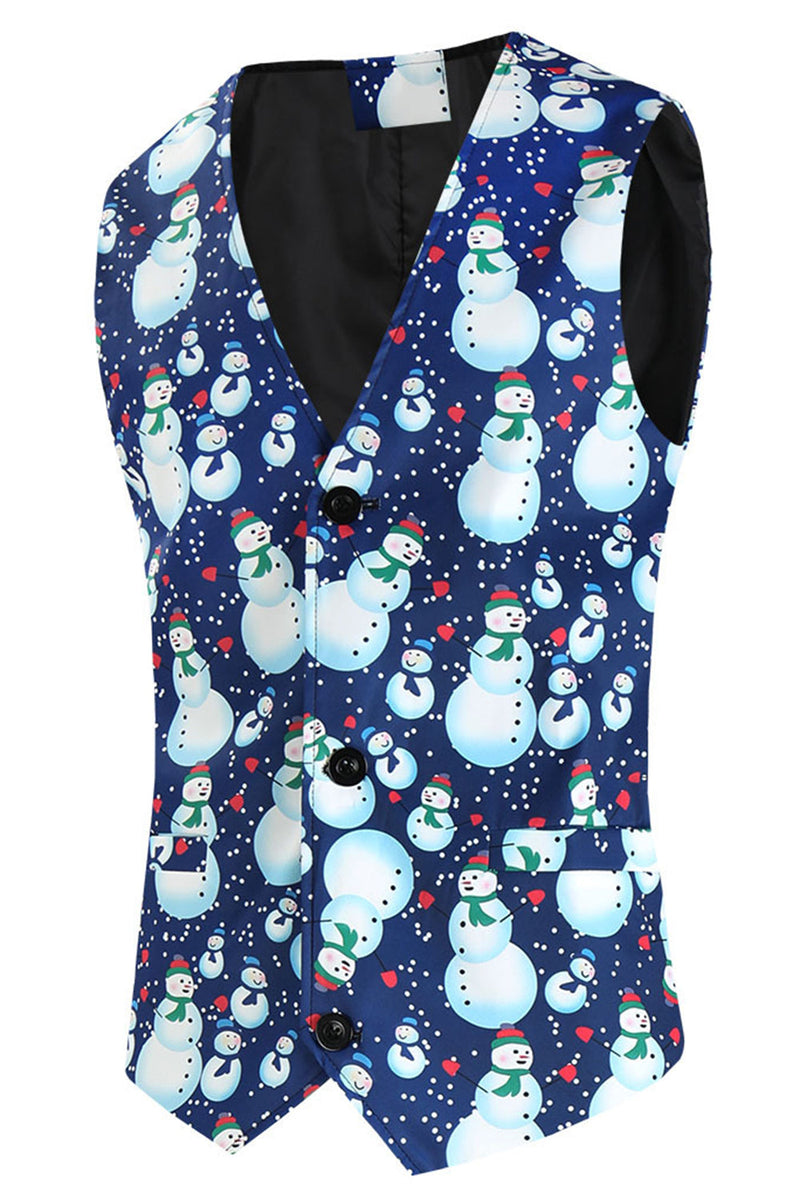 Load image into Gallery viewer, Light Blue 3-Pieces Snowman Printed Men&#39;s Christmas Party Suits