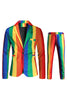 Load image into Gallery viewer, Yellow Rainbow Stripes Notched Lapel Men&#39;s Party Suits