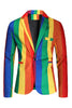 Load image into Gallery viewer, Yellow Rainbow Stripes Notched Lapel Men&#39;s Party Suits