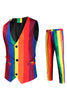 Load image into Gallery viewer, Yellow Rainbow Stripes Notched Lapel Men&#39;s Party Suits