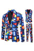 Load image into Gallery viewer, Blue Printed Notched Lapel Men&#39;s Party Suits