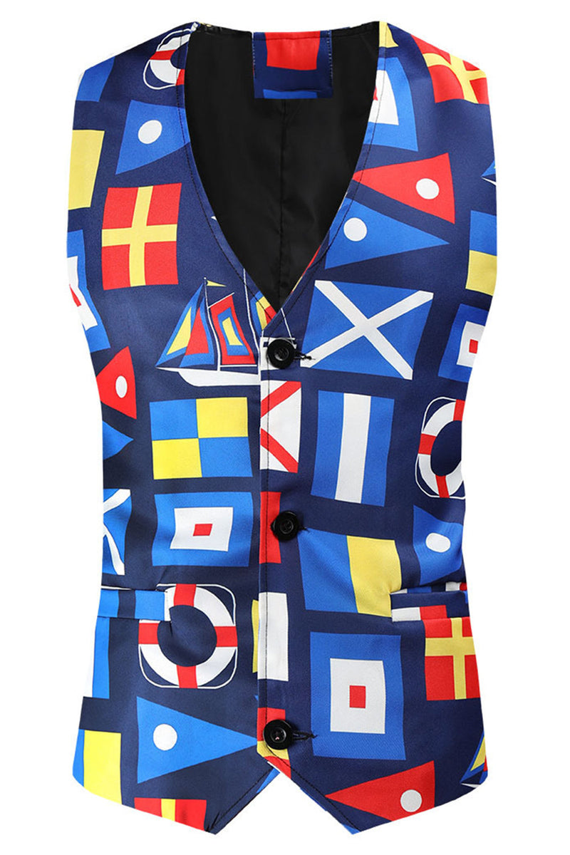 Load image into Gallery viewer, Blue Printed Notched Lapel Men&#39;s Party Suits