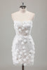 Load image into Gallery viewer, Ivory Strapless Beaded Tight Short Wedding Dress with Appliques