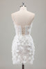 Load image into Gallery viewer, Ivory Strapless Beaded Tight Short Wedding Dress with Appliques