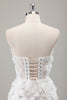 Load image into Gallery viewer, Ivory Strapless Beaded Tight Short Wedding Dress with Appliques