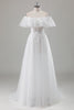 Load image into Gallery viewer, Ivory Off the Shoulder A-Line Wedding Dress with Appliqued Lace