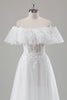 Load image into Gallery viewer, Ivory Off the Shoulder A-Line Wedding Dress with Appliqued Lace