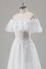 Load image into Gallery viewer, Ivory Off the Shoulder A-Line Wedding Dress with Appliqued Lace