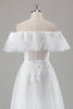 Load image into Gallery viewer, Ivory Off the Shoulder A-Line Wedding Dress with Appliqued Lace