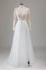 Load image into Gallery viewer, Ivory V-Neck Long Sleeves Appliqued Wedding Dress with Slit