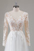 Load image into Gallery viewer, Ivory V-Neck Long Sleeves Appliqued Wedding Dress with Slit