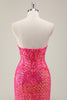 Load image into Gallery viewer, Sparkly Fuchsia Mermaid Strapless Long Prom Dress with Slit