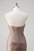 Load image into Gallery viewer, Khaki Mermaid Strapless Corset Pleated Prom Dress