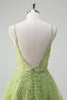 Load image into Gallery viewer, Sequins Green Princess Spaghetti Straps Ruched Long Prom Dress