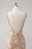 Load image into Gallery viewer, Champagne Mermaid V-Neck Sequined Long Prom Dress