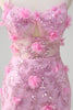 Load image into Gallery viewer, Pink Mermaid Spaghetti Straps Sequin Prom Dress With 3D Flowers