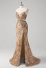 Load image into Gallery viewer, Champagne Mermaid Spaghetti Straps Sequin Hollow Out Prom Dress