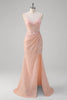 Load image into Gallery viewer, Blush Mermaid Spaghetti Straps Corset Sequined Long Prom Dress