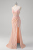 Load image into Gallery viewer, Blush Mermaid Spaghetti Straps Corset Sequined Long Prom Dress