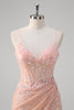 Load image into Gallery viewer, Blush Mermaid Spaghetti Straps Corset Sequined Long Prom Dress