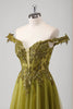 Load image into Gallery viewer, Olive A Line Off The Shoulder Corset Long Prom Dress