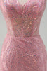 Load image into Gallery viewer, Sparkly Pink Mermaid Spaghetti Straps Sequins Long Corset Prom Dress