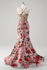 Load image into Gallery viewer, Blush Mermaid Spaghetti Straps Corset Floral Prom Dress