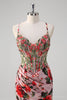 Load image into Gallery viewer, Blush Mermaid Spaghetti Straps Corset Floral Prom Dress