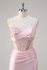 Load image into Gallery viewer, Mermaid Pink Long Sequin Prom Dress with Slit