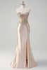 Load image into Gallery viewer, Champagne Mermaid Strapless Corset Long Prom Dress With Beading