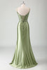 Load image into Gallery viewer, Sage Mermaid Spaghetti Straps Long Prom Dress With Sequins